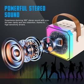 AuntyFey Mini Karaoke Machine for Kids with 2 Wireless Microphone for Kids, Kids Karaoke Machine for Girls Boys Kids Age 4-8-12, Kids Microphones for Singing, Toddler Karaoke Machine Girl(White)