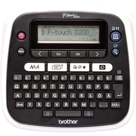 Brother PT-D200BW Beschriftungsgerät (für 3,5 bis 12 mm breite TZe-Schriftbänder, bis zu 20 mm/Sek. Druckgeschwindigkeit), PTD200BWZG1, schwarz