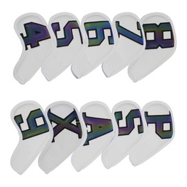 Scott Edward 10 Pcs Leather Golf Iron Head Covers Strong Magnetic Long Neck Club Protector Clear Number Plates