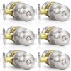 Estmoon 6 Pack Brushed Nickel Door Knobs, Privacy Door Lock