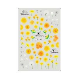Daisy Be Mine Dandelion Flowers Leaf Extra Thin 3D Nail Stickers Xf3337 Nail Wraps Stickers Manicure Supplies for Women Nails Full Long Lasting Easy Apply and Remove