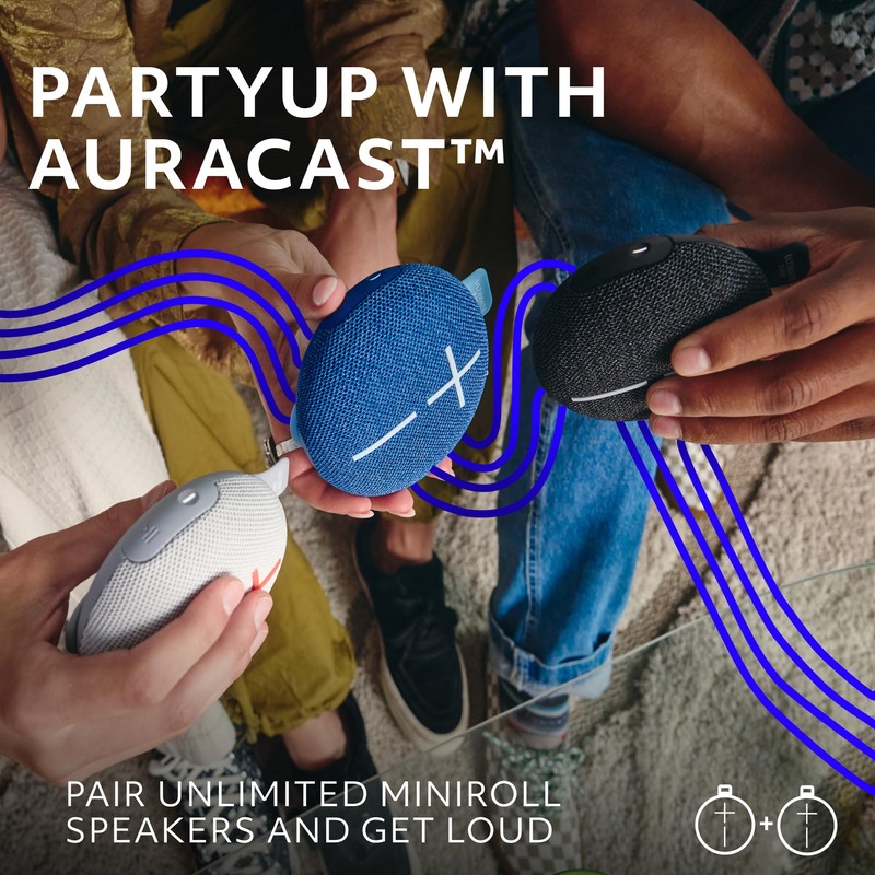 ULTIMATE EARS MINIROLL Ultra-Portable Waterproof Bluetooth Speaker, Big Bass, IP67