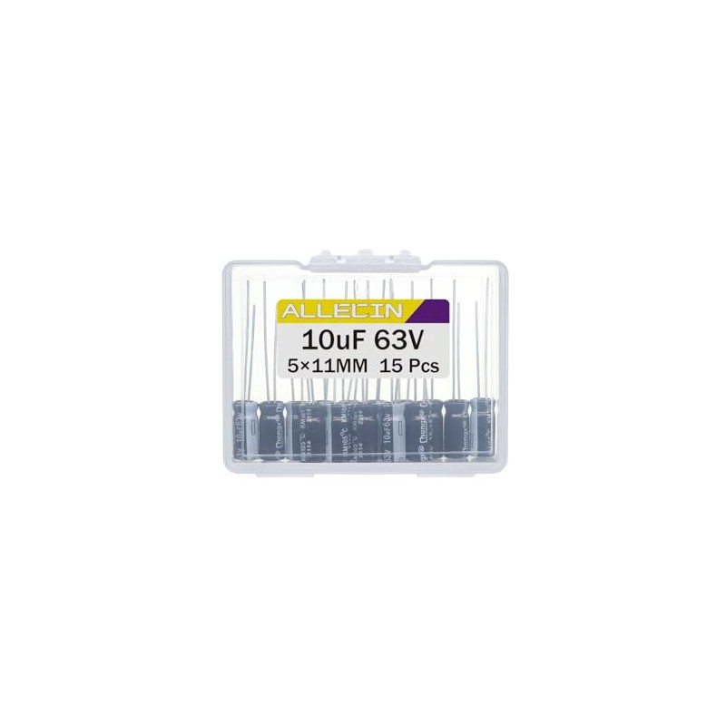 ALLECIN 10uF 63V 5x11mm Electrolytic Capacitor 10 UF MFD 63