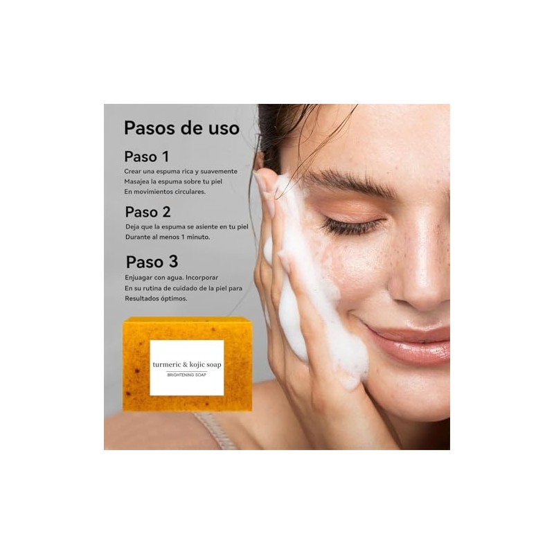 2PCS Jabón Turmeric Soap, Jabón De Ácido Kójico De Cúrcuma