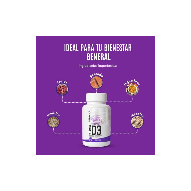 HUMANS HEALTH Vitamina D3 (Colecalciferol), 120 Cápsulas Softgel de Alta