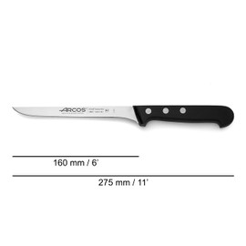 ARCOS - Cuchillo de filete de acero inoxidable de nitrilo de 6 pulgadas. Mango ergonómico de polipropileno y hoja de 160 mm. Cuchillo afilado para filetear carne y pescado. Serie Universal. Color