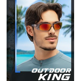 OUTDOORKING Polarized Sports Sunglasses for Men Women Wrap Around Unbreakable Frame Cycling Fishing Sunglasses UV Protection for Fishing Driving Cycling