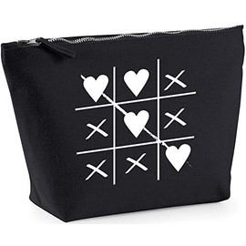 Hippowarehouse Hearts and crosses printed make up cosmetic wash bag 18x19x9cm