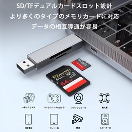 SD Card Reader, SD TF 2 in 1, Type-C/USB 2.0, Memory Card Reader, Multi-functional, 480 Mb/s High Speed Transfer, OTG Compatible, Small, Lightweight, Compatible with Android Smartphones, Tablets