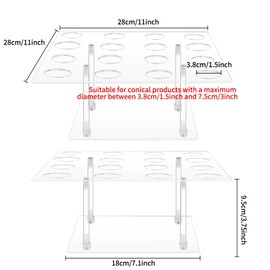 16 Holes Acrylic Ice Cream Cone Holder Cupcake Stand - Great for Birthday Parties and Celebrations,Hole Diameter of 1.5 Inches