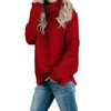 ANFTFH Womens Sweaters Knit Turtleneck Long Sleeve Chunky Pullover Red