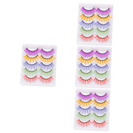 minkissy 4sets Long False Eyelashes Set Makeup Thick Volume Lashes Natural Look False Lash Extensions for Wedding Party 5pairs*4