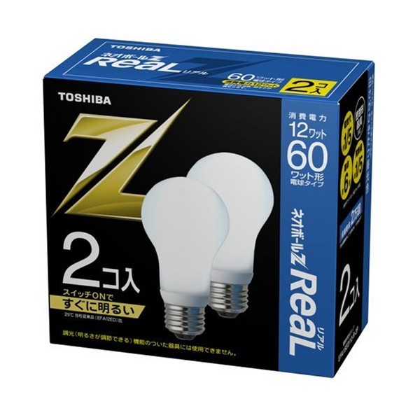 Toshiba Neo Ball Z Real Fluorescent Bulb Bulb 60 Watt Daylight Color 2 Pack EFA15ED/12-R-2P