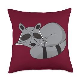 Kaisi Drawing, Snooze, Snooze, Dream Sleep, Dream Pajamas, Children's Snooze Light, Raccoon Sleep Throw Pillow, 18x18, Multicolor