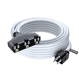 Extension Cord 50 Feet, SJTW Extension Cord with Multiple Outlets, 14 Gauge (White) ETL Listed