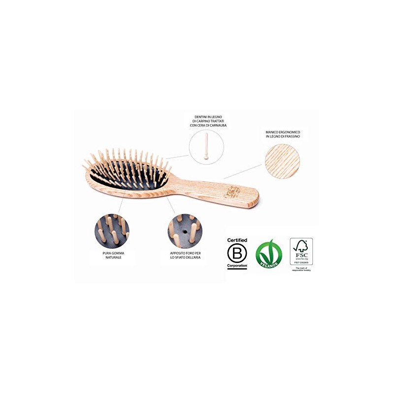 Bürste oval groß aus Holz natur – Handmade in Italy