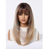 Peluca Sintética Elegant Blonde Wig 150% With Bangs Straight Layered