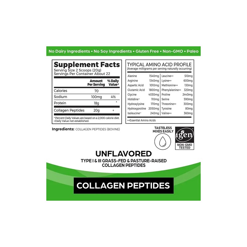 Orgain® Collagen Peptides Sin Sabor 454 Gr | Péptidos Polvo