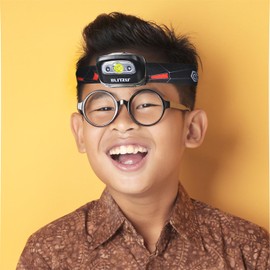 BLITZU LED Headlamp Flashlight for Adults & Kids, Lightweight, Waterproof Head Lamp with White & Red Light, Comfortable Headband, Perfect for Running, Camping, Hiking, 3 AAA Batteries Included, Black