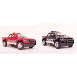 KINSMART '13 Ford F-150 Raptor Supercrew POLICE & FIRE RESCUE Diecast Model 1/46 PullBack