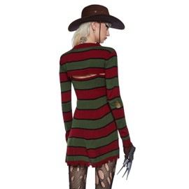 Dolls Kill Striped Slasher Costume - Scary Freddy Street Outfit by Trickz N' Treatz Medium