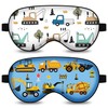 2 Pcs Sleep Eye Mask, Construction Vehicles Masks with Adjustable
