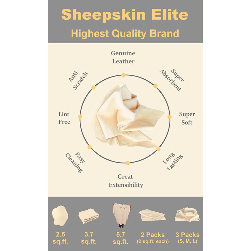 Alberta Sheepskin Elite Chamois Drying Cloth Car Drying Towel Real