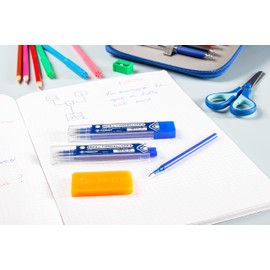 OSAMA Riscrivi - Compatible with Pilot Frixion Refill Blue 0.7 mm, Pack of 6 + Eraser, Refillable Ballpoint Pen, Erasable Gel Pens Compatible with Frixion Pen for Office Supplies and Stationery