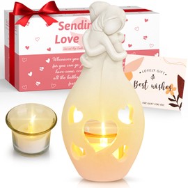 DREAMORIE Encouragement Hug Statue Gifts for Women, Polyresin Flameless Led Candle Holder Lamp Inspirational, Sending Hugs Cheer Up Gifts for Female Friends, Long Distance Thinking of You Gift