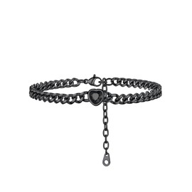 Ankle Bracelets Stainless Steel Summer Beach Foot Jewelry for Women Black Cuban Links Anklet