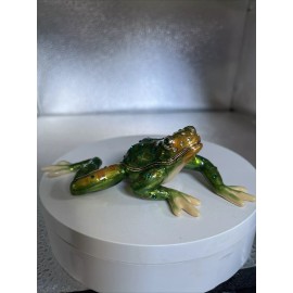 Handmade GREEN FROG BY KEREN KOPAL, AUSTRIAN CRYSTALS, COLORFUL, Great COLLECTION PIECE!