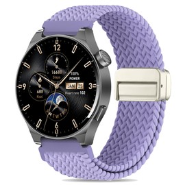 Koazon Braided Stretchy Nylon Magnetic Clasp Watch Band Compatible with Tozo S5/S6/S3 Smartwatch,Sport Loop Soft Elastic Adjustable Quick Release Strap for CMF Watch Pro/Pro 2 Women Men