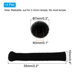 PATIKIL Glasses End Tips, 4 Pair Eyeglass Anti Slip Ear Sock Pieces Tube Sleeve Nylon Replacement Temple for Rectangle Thin Metal Eyeglass Temple, Black