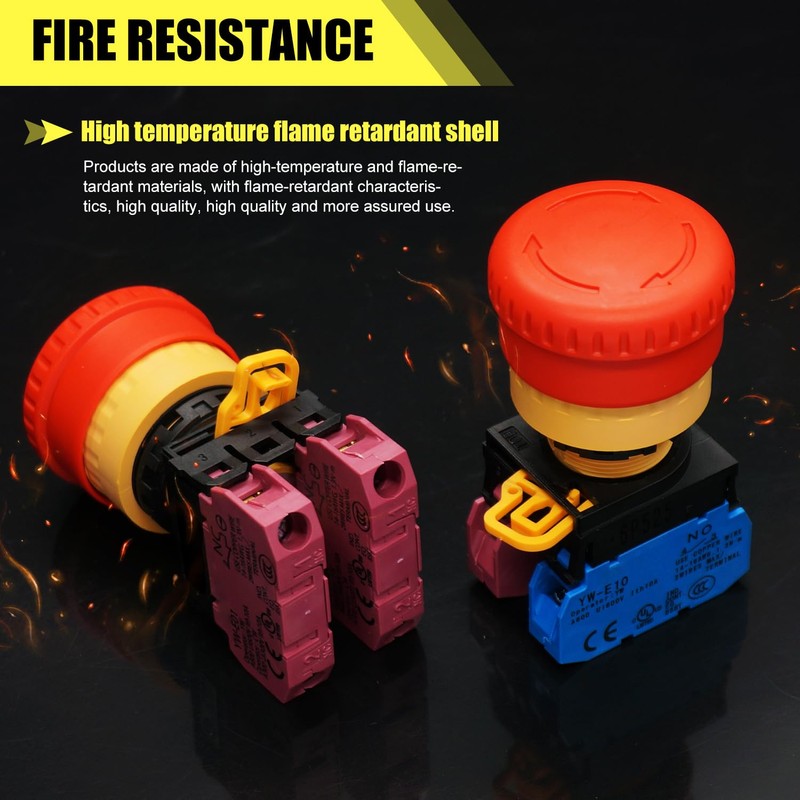 Taiss 22 mm Emergency Stop 2NC Red Mushroom Locking Emergency