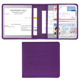 Car Registration and Insurance Holder, Vehicle Glove Box Car Organizer Men Women Wallet Accessories Case for Cards, Essential Document, Driver License by Cacturism, Purple