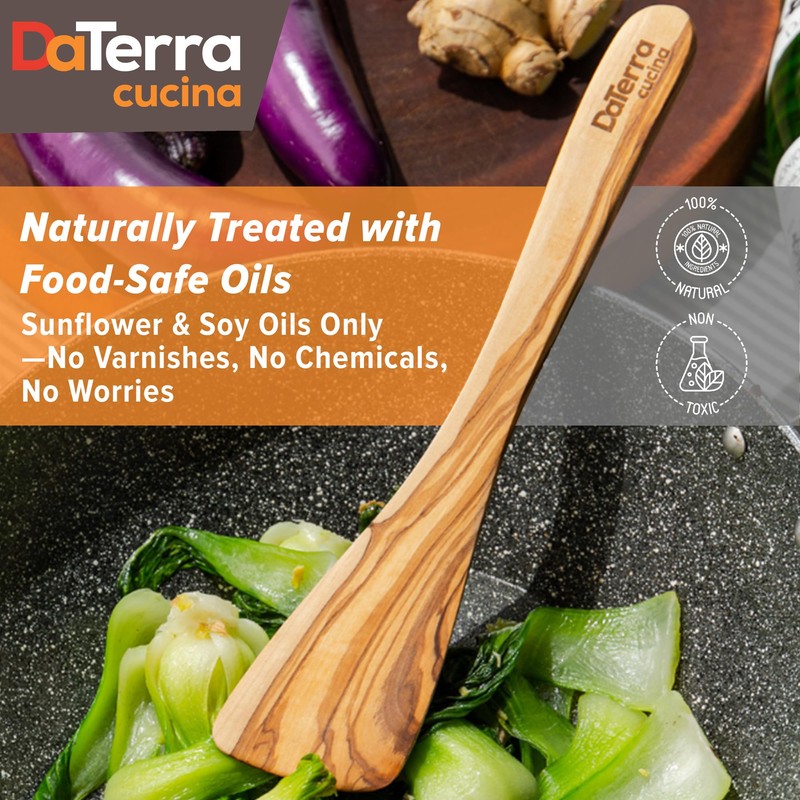 12-Inch Olive Wood Cooking Tools – 5-Piece Wooden Kitchen Utensils