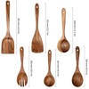 HOIGON 6 Piece Teak Wood Cooking Utensils Set,Natural Wooden Spatula