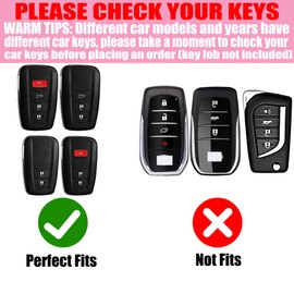 YIKECASE Key Fob Cover with Diamond Keychain Car Key Holder Compatible with Toyota 2018-2024 Highlander RAV4 Camry Avalon C-HR Corolla GT86 Smart Remote Key Protector for Women, 3 Buttons (Pink-Heart)