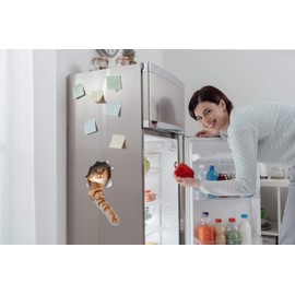 2 Pack - Global Decals 3D Cat Stickers - Reaching Cat Stickers for Wall, Fridge, Toilet and More - Retail Packaged