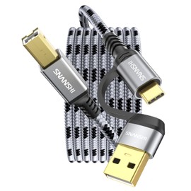 USB B to USB C Printer Cable 4 Feet - Type A/C to B Printer Cable High-Speed Nylon Braided MIDI Cord for HP, Canon, Brother, Samsung, Dell, Epson,DAC