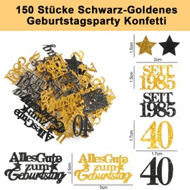 TUZELIYA Confetti 60th Birthday Decoration - Pack of 150 60th Birthday Decoration Women Men - Confetti Confetti Decoration Gold Black - Decoration for Anniversaries, Birthdays, Parties, Table