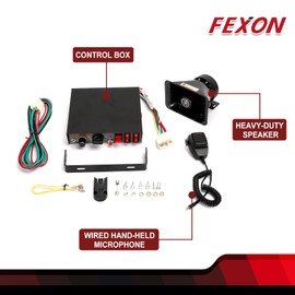 9 Tones Police Siren 200W Wired Handheld Microphone Loudspeaker Emergency Siren Electronic PA System Amplifier Black Plastic Square Speaker DC12V