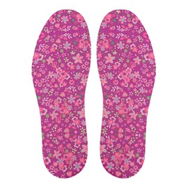 LMHCISO No Show Socks Inner Soles for Women,Barefoot Sockless Shoe Inserts,Anti-Odor Non Slip,Washable,Purple Floral Print,Size 6-9