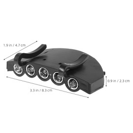 OSALADI 5 LED Clip-On Head Hat Light Cap Lamp Headlight for Fishing Hiking Camping Hunting Outdoor Head Torch (Black)
