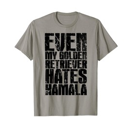 Golden Retriever Hates Kamala Harris Funny Trump 2024 Dogs T-Shirt