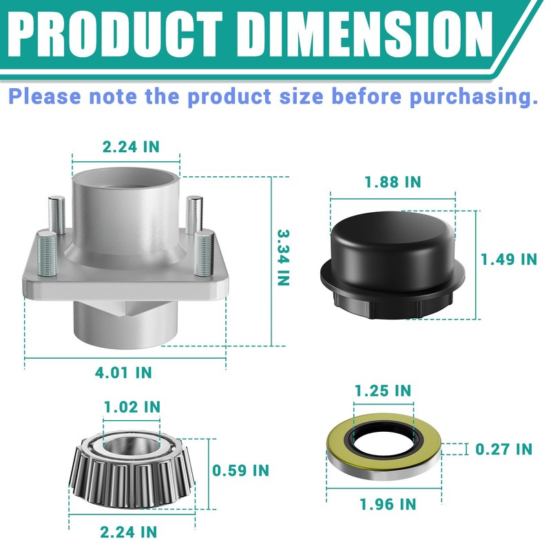 Drive-up EZGO TXT Front Hubs, Golf Cart Front Wheel Hub