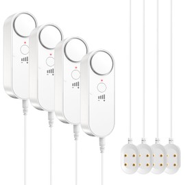 Daytech Water Leak Detectors for Home 4-Pack – 100dB Water Alarm with 6.5ft Sensor Cable, 4 Volume Levels, Moisture Alarm for Basement, Bathroom, Sump Pump & Indoor Use