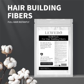 LEWEDO Hair Building Fibers Refill Pack - 100g Instant Thickening Fibers for Men & Women, Natural Cotton Powder, Wind/Rain Resistant, For All Hair Fiber Applicator Bottles (Black)