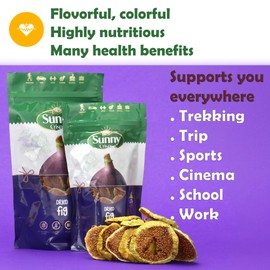 SUNNY CRISPS Turkish Dried Figs No Sugar Added 5.29 Oz - Smyrna Dry Figs, Sun Dried, Unsweetened, Unsulfured - Chewable, Sliced Figs Dried Fruit No Sugar Added - Ideal Snacks for Toddlers & Baking