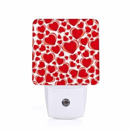 Chrobak LED Night Light,Glossy Red Heart Shape LED Night Light Plug into Wall with Dusk to Dawn Light Sensor White Energy Efficient Nightlight for Bedroom Bathroom Hallway Living Room Kitchen